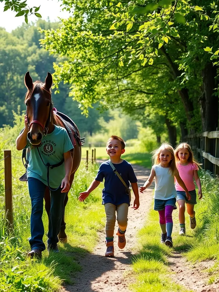 A volunteer helping a disabled child ride a horse, emphasizing the club's inclusive programs.