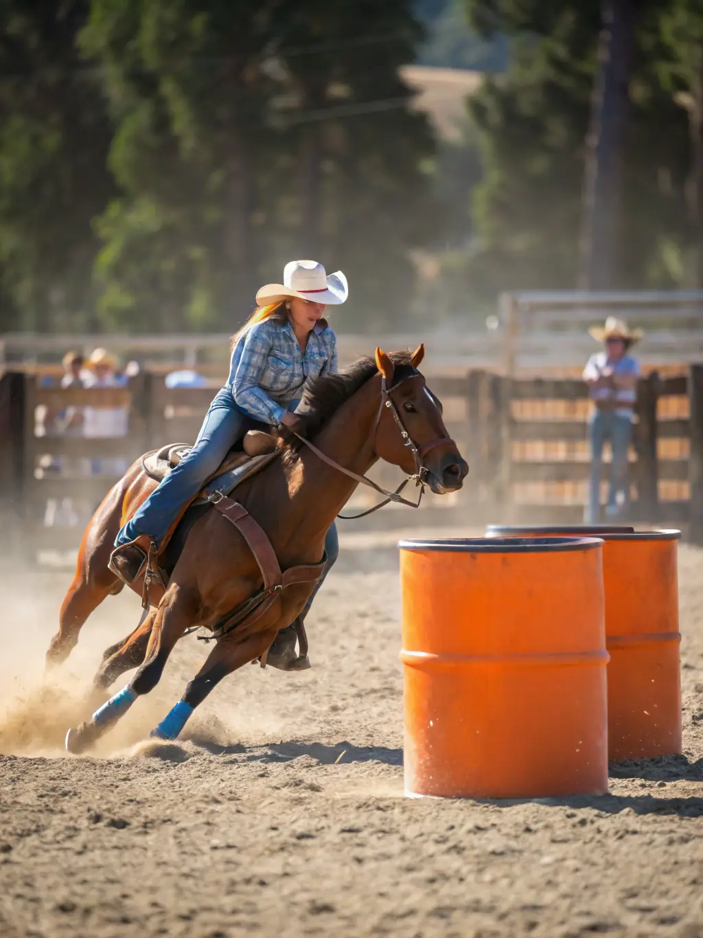 A person riding a horse in an outdoor arena, showcasing the recreational horseback riding activities at ASSOCIATION DU PONEY CLUB VAL LOYER.