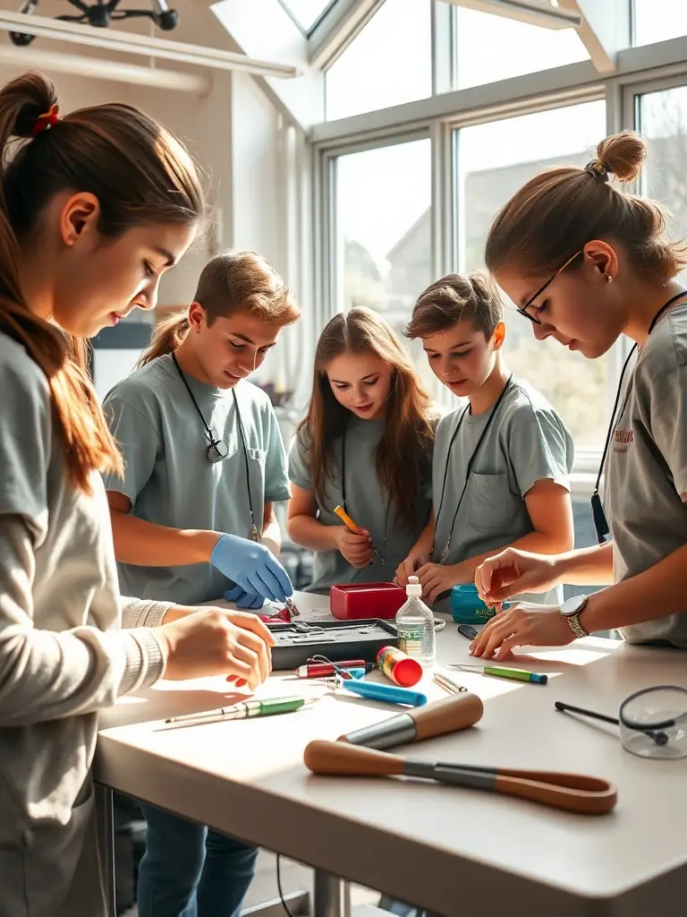 A group of people participating in a workshop on animal care and welfare, highlighting the educational aspect of the program at ASSOCIATION DU PONEY CLUB VAL LOYER.